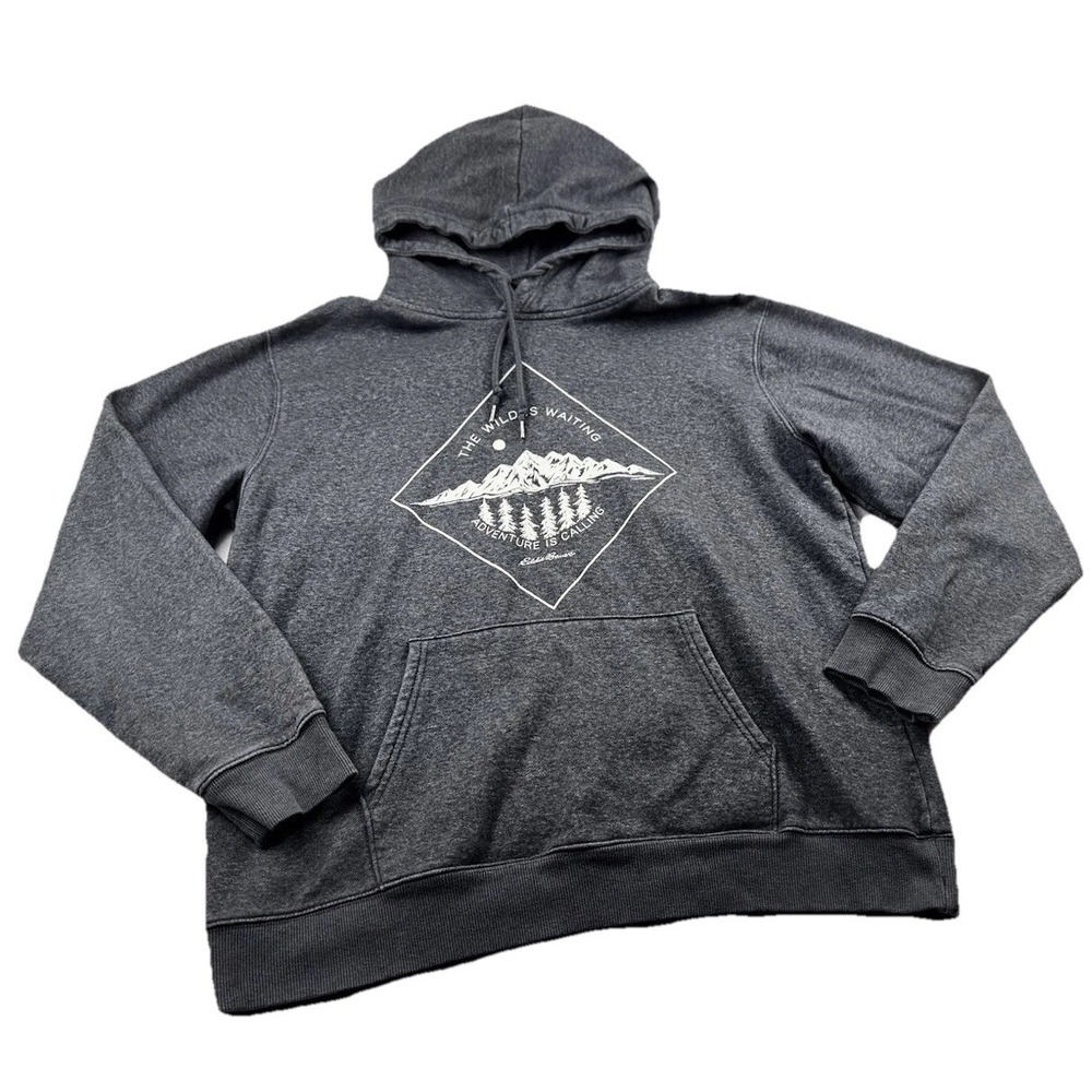 Eddie Bauer Men's Gray Graphic Fleece Pullover Hoodie Size XL